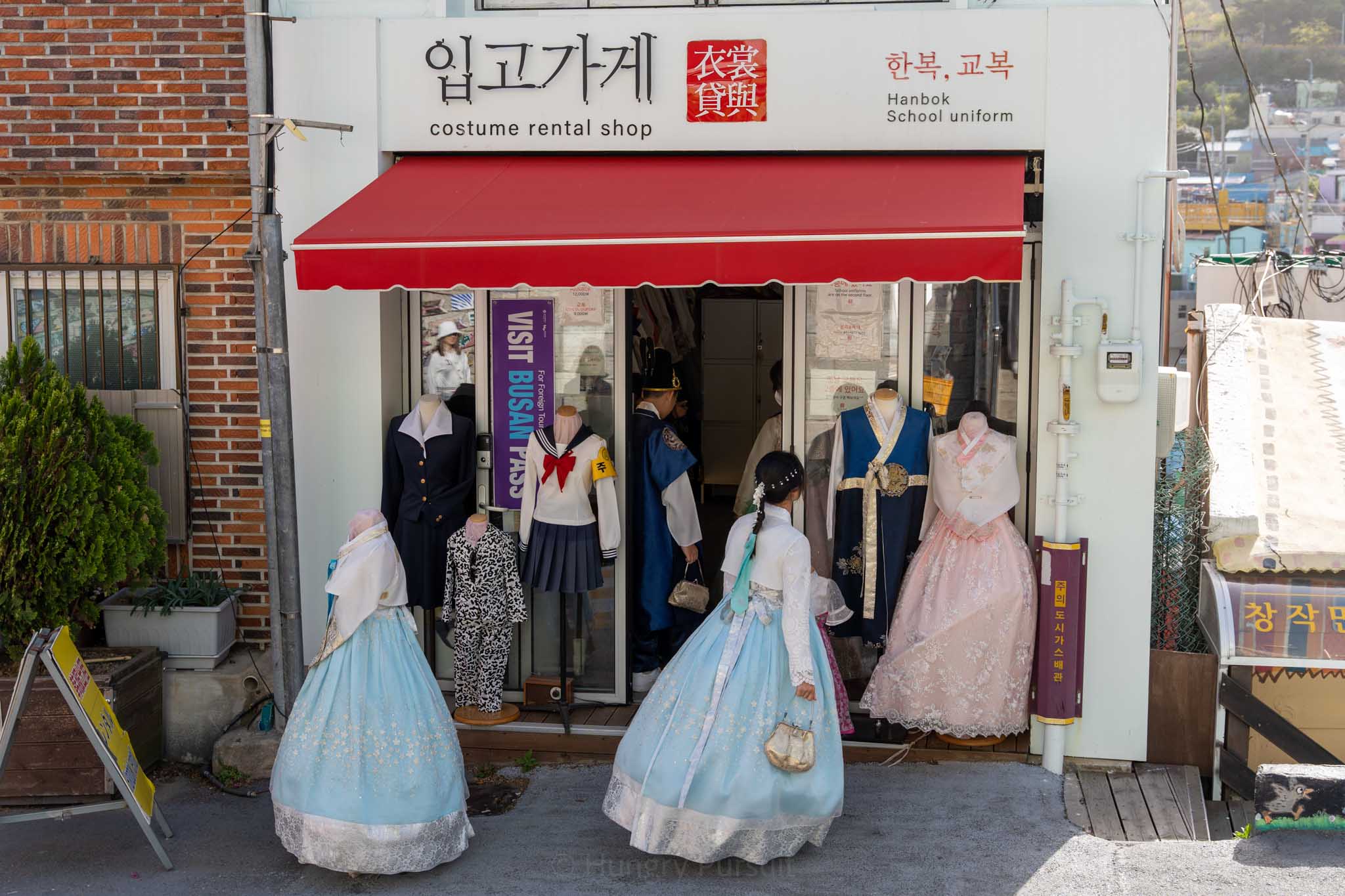 exterior of the hanbok shop in Gamcheon Culture Village