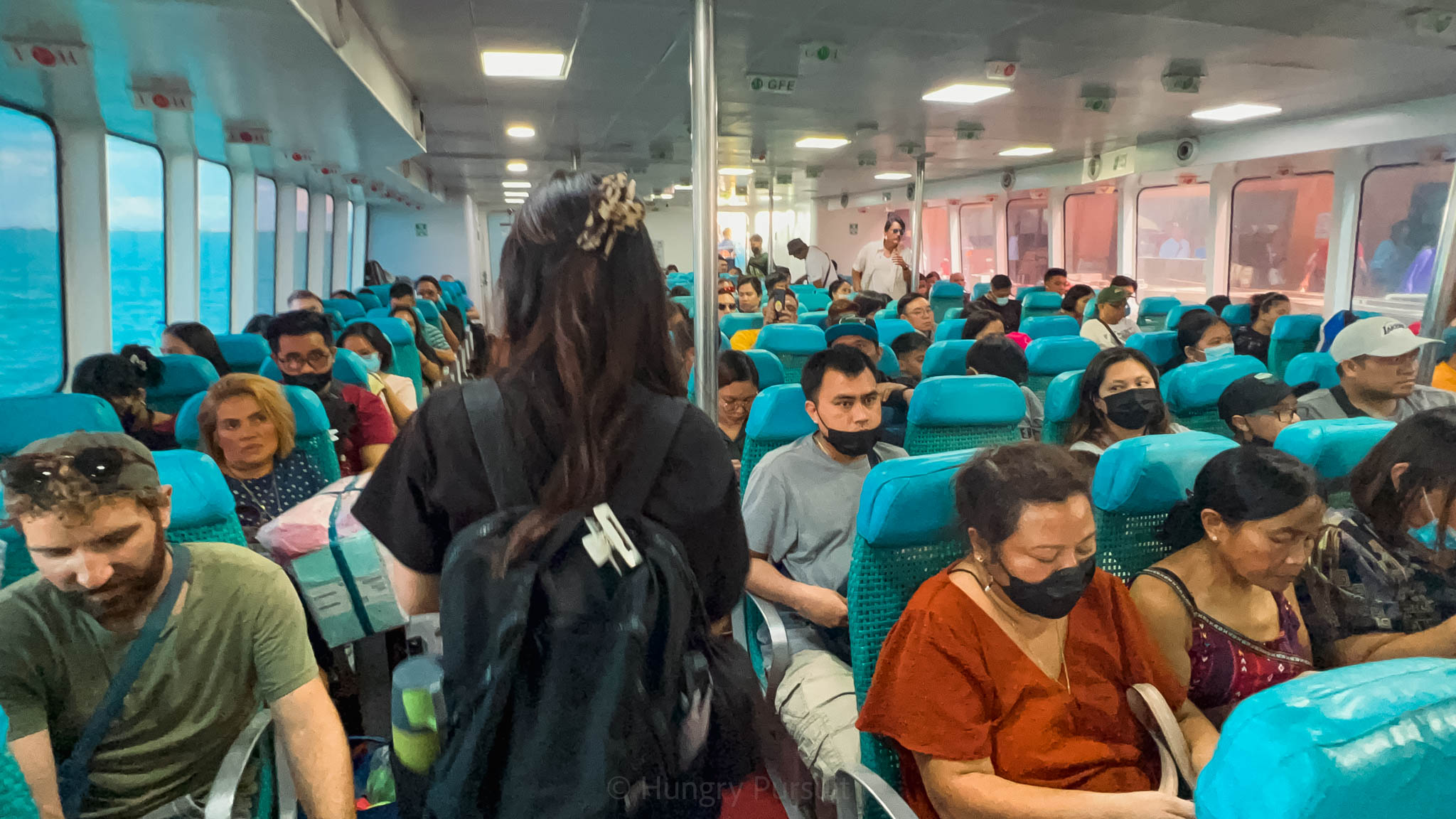 Inside the oceanjet cebu to bohol ferry 2nd class seats