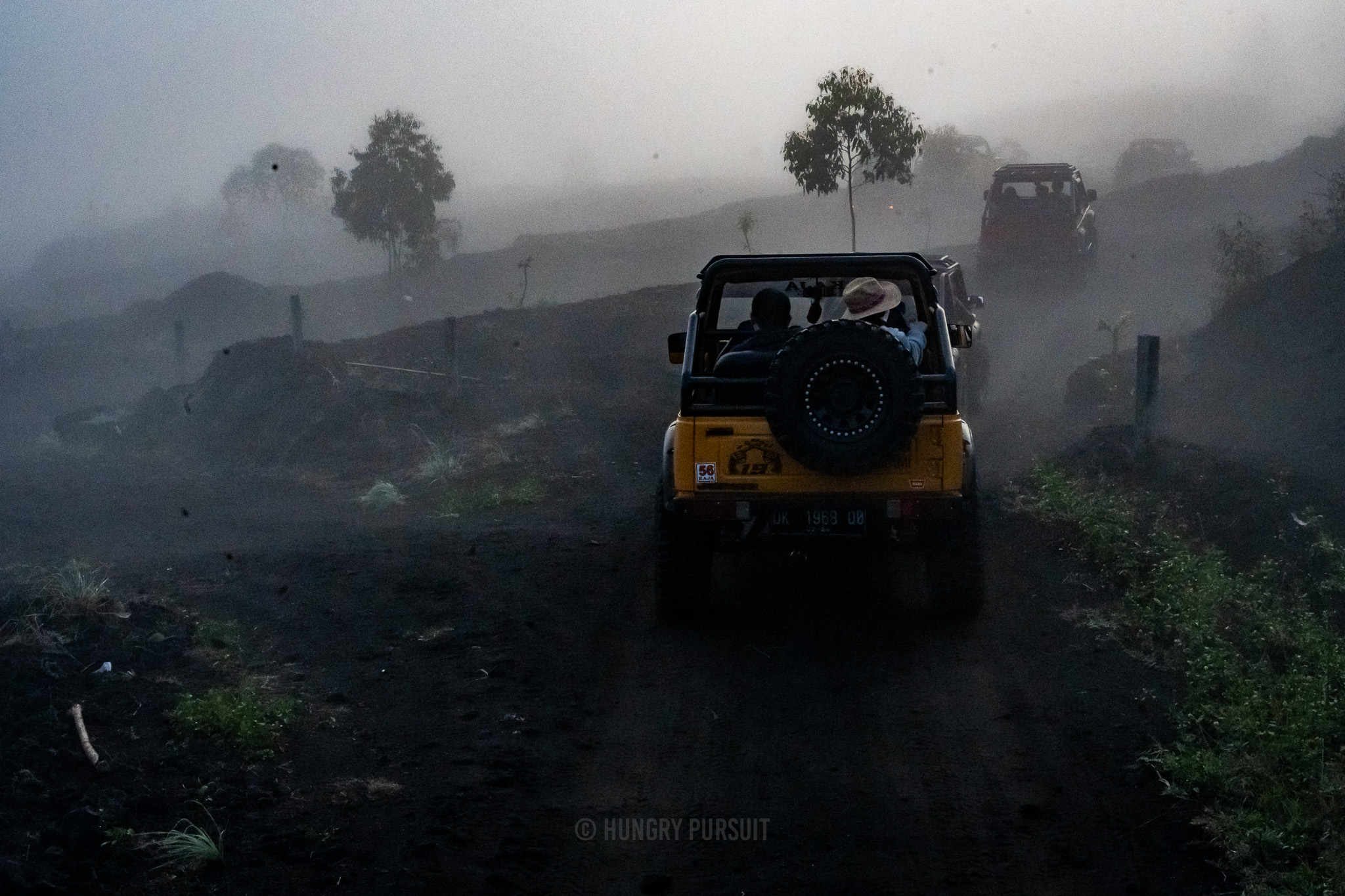 Mount Batur Jeep Tour - In transit to black lava rocks