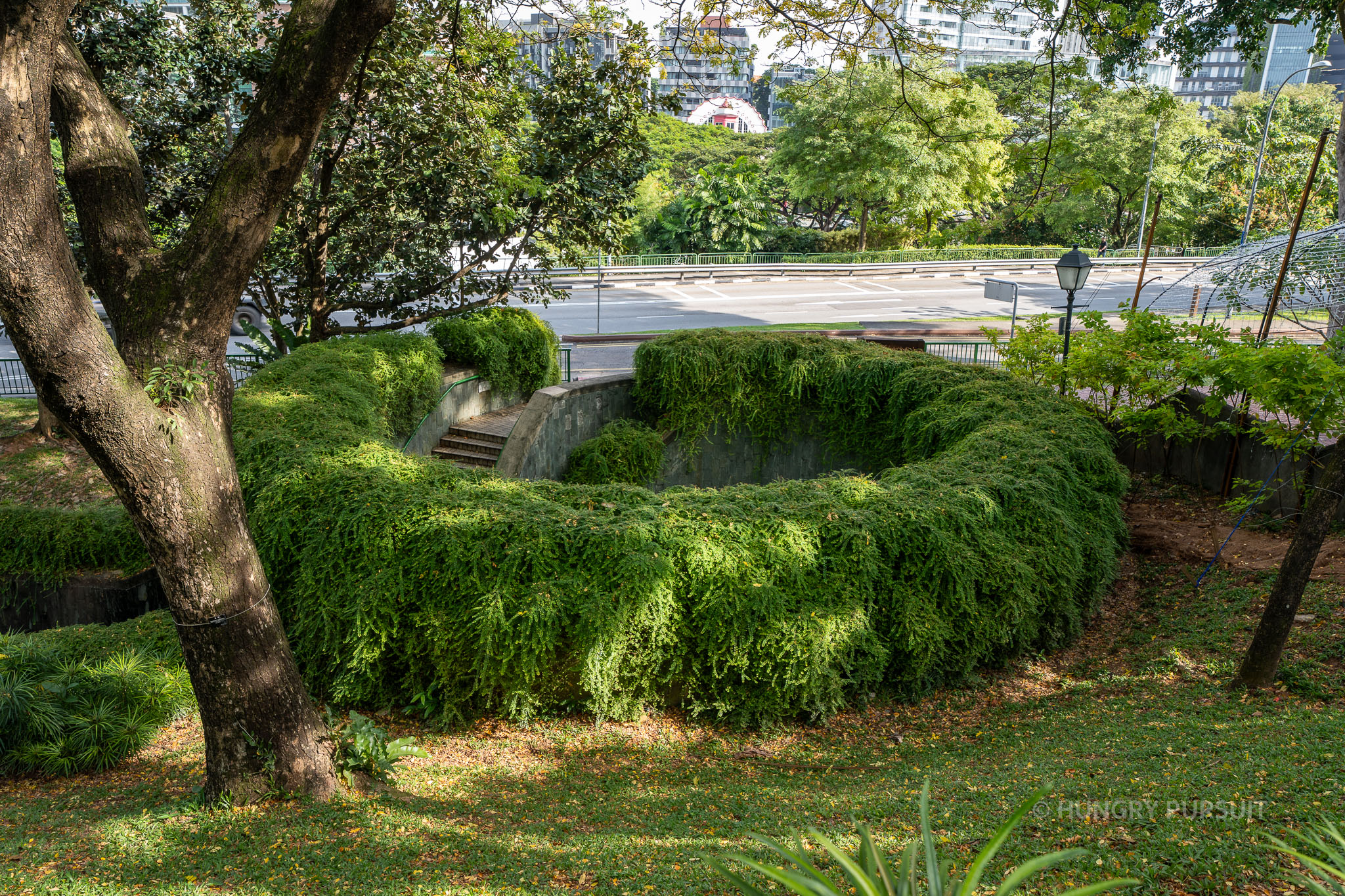 Top view of the exterior of Fort Canning Tunnel, a historic site in Singapore