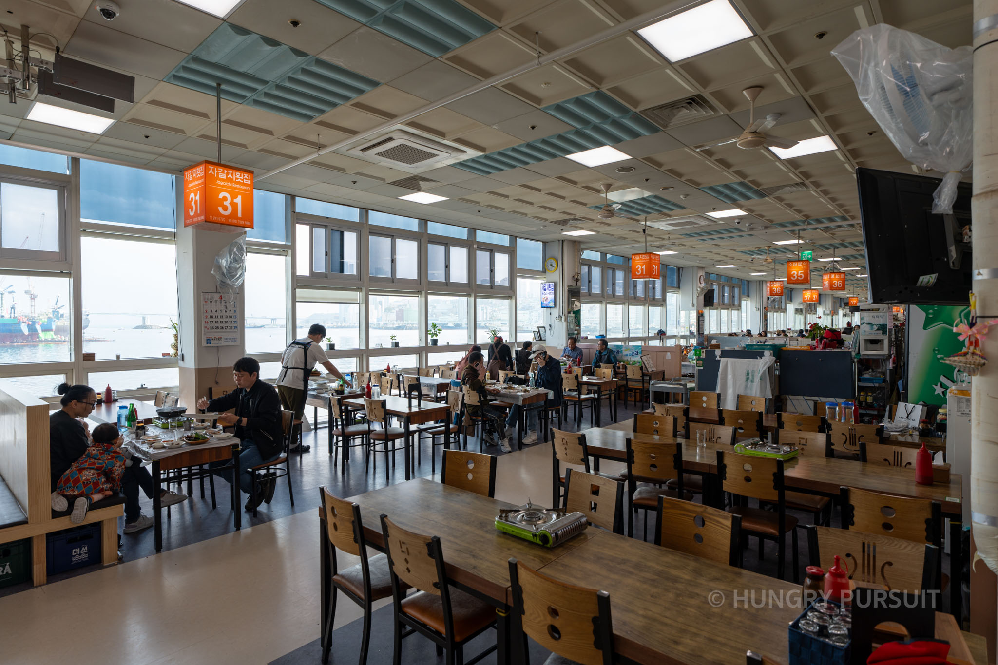 Seating area at the Jagalchi Market restaurant.