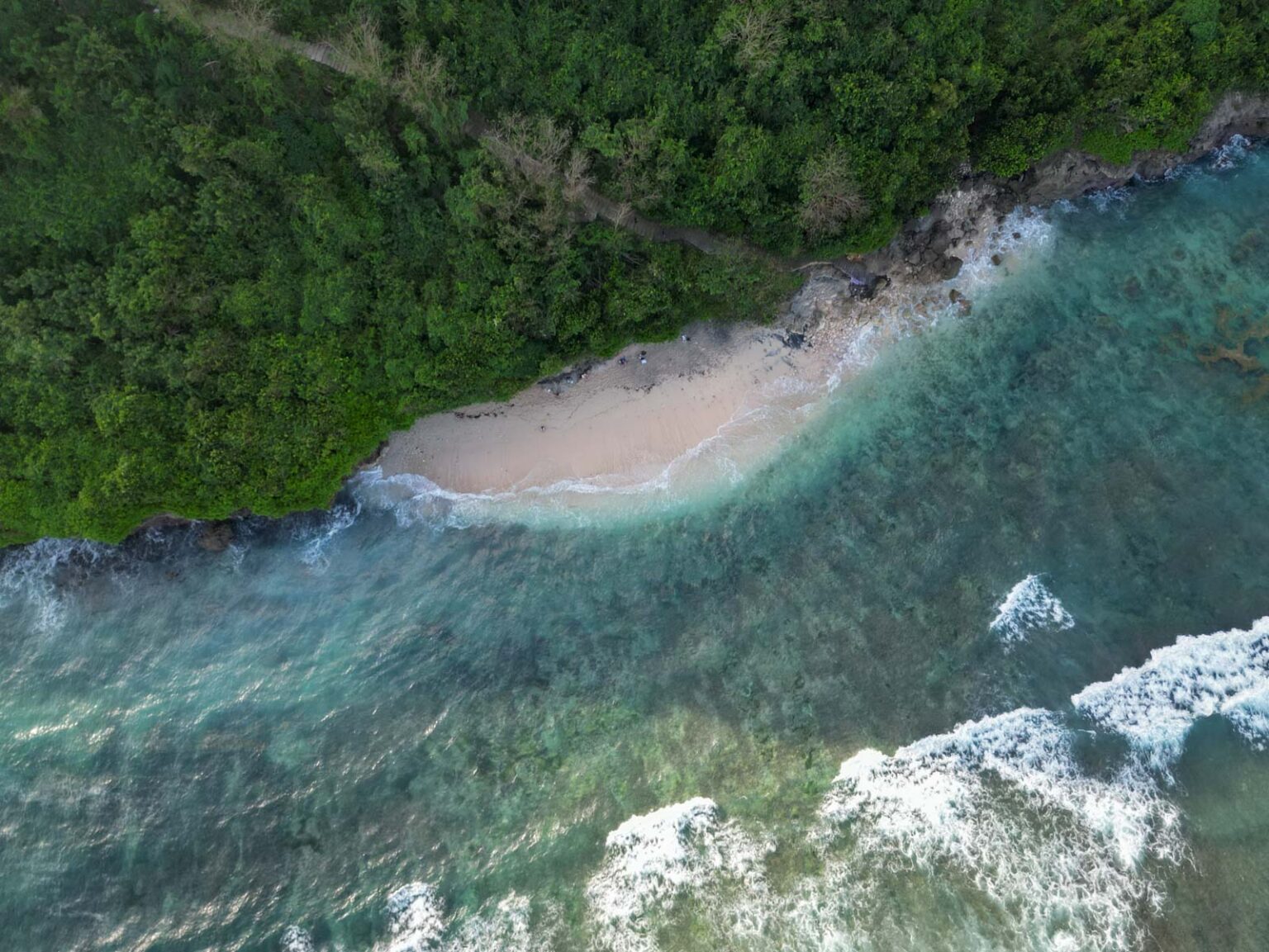 Best Uluwatu Beaches Green Bowl Beach Drone Shot of Waves Greenery