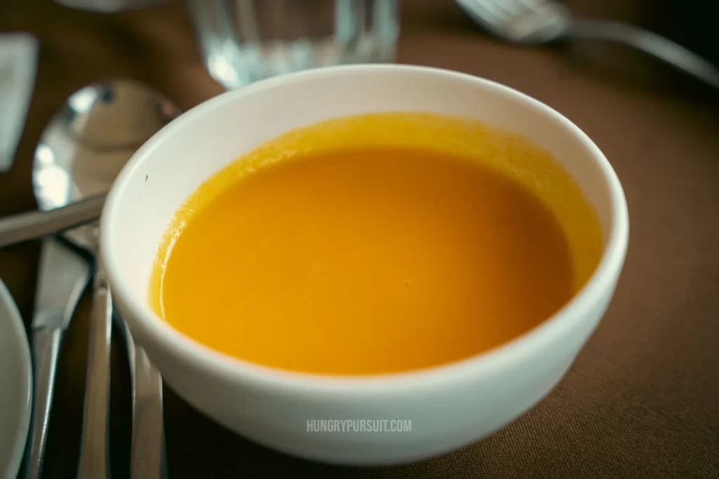 yellow soup during lunch during best Douro Valley Wine Tour