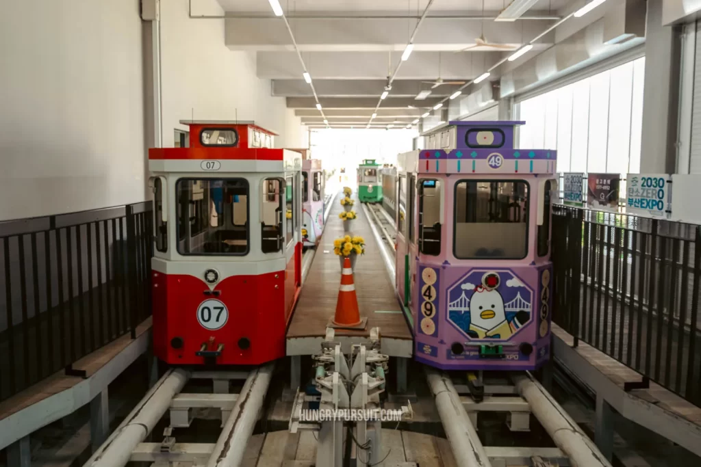 Haeundae sky capsules side-by-side at Mipo Station in Haeundae Blueline park