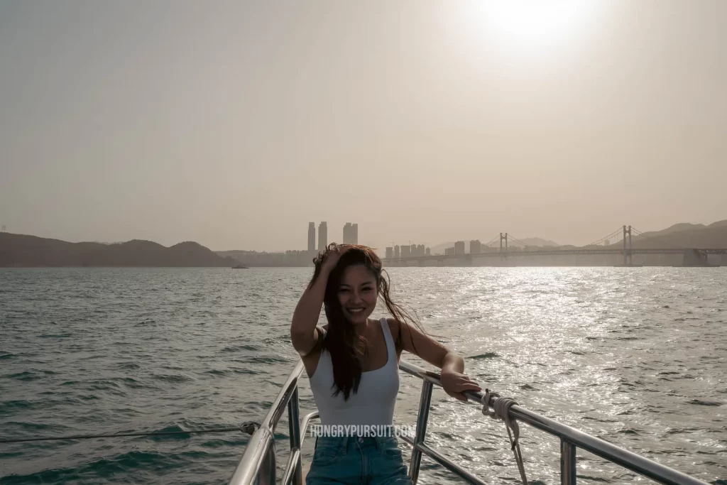 Hair flying on busan yacht tour