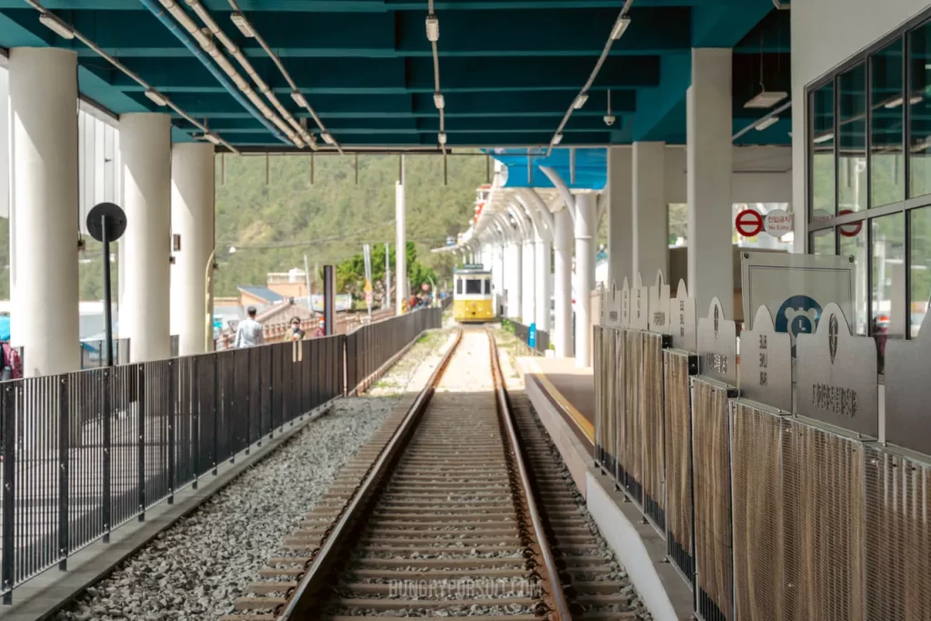 train tracks at Haeundae blue line park mipo station