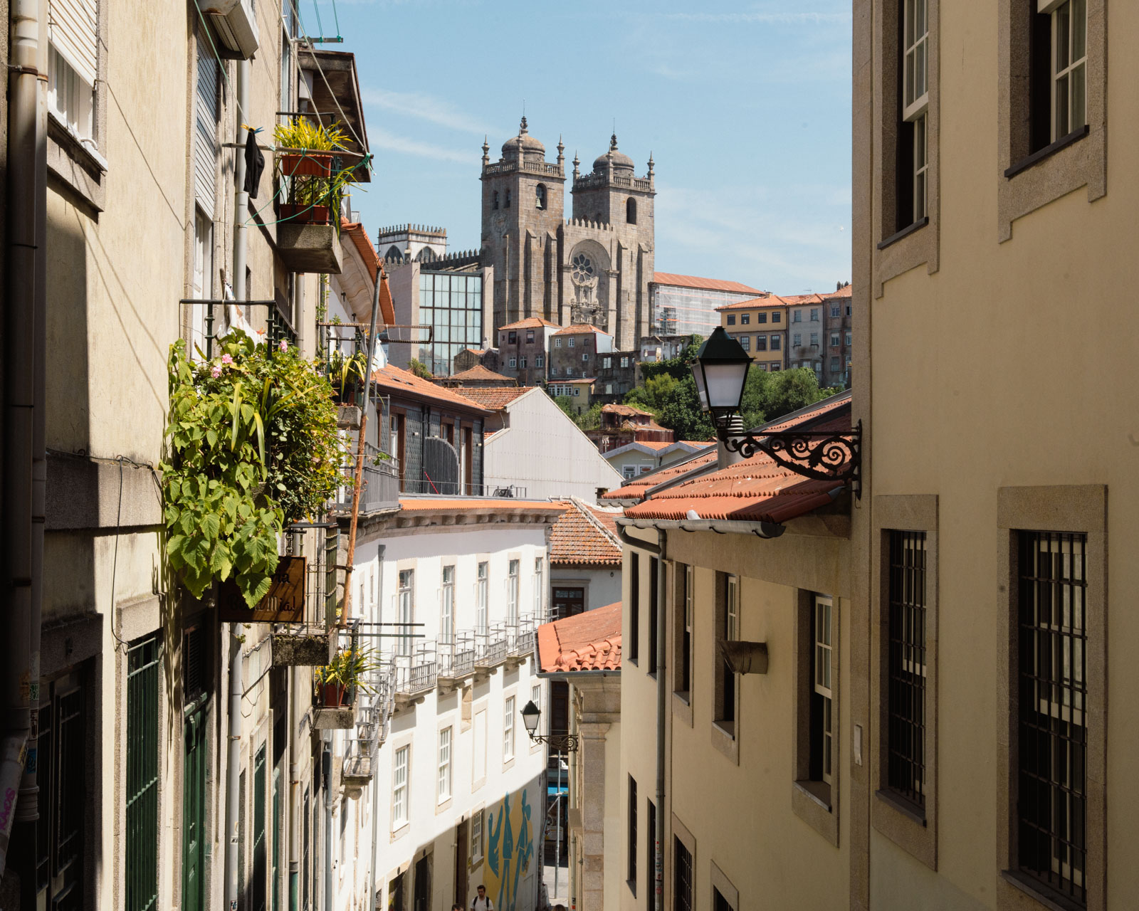 Porto hidden gem street with view of Porto Cathedral; 2 days in Porto itinerary.